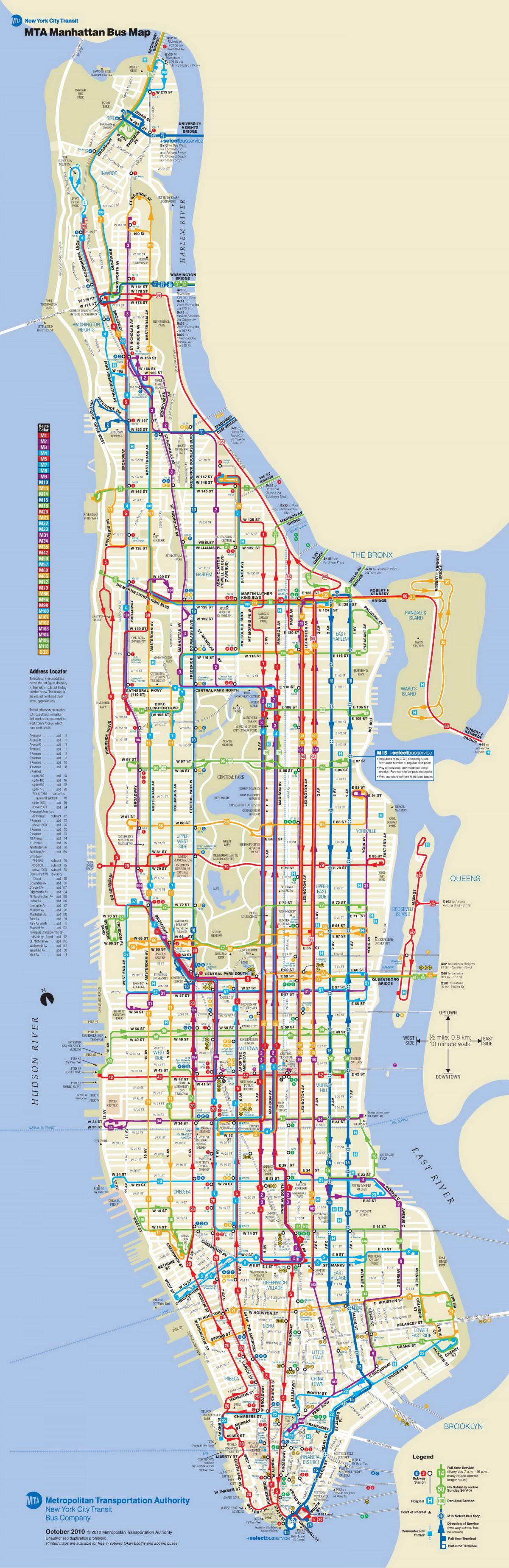 MTA બસ નકશો મેનહટન