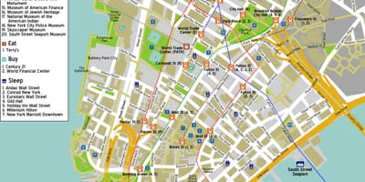નકશો ડાઉનટાઉન મેનહટન ny